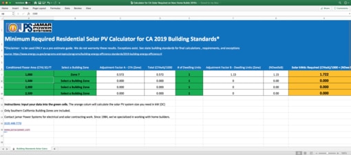 Download our custom Solar PV Calculator for CA Home Builders