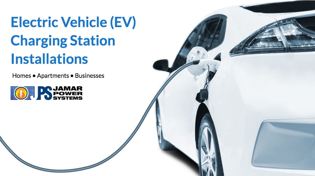 electric vehicle charging station installations by Jamar Power Systems - San Diego CA - featured image of car charging